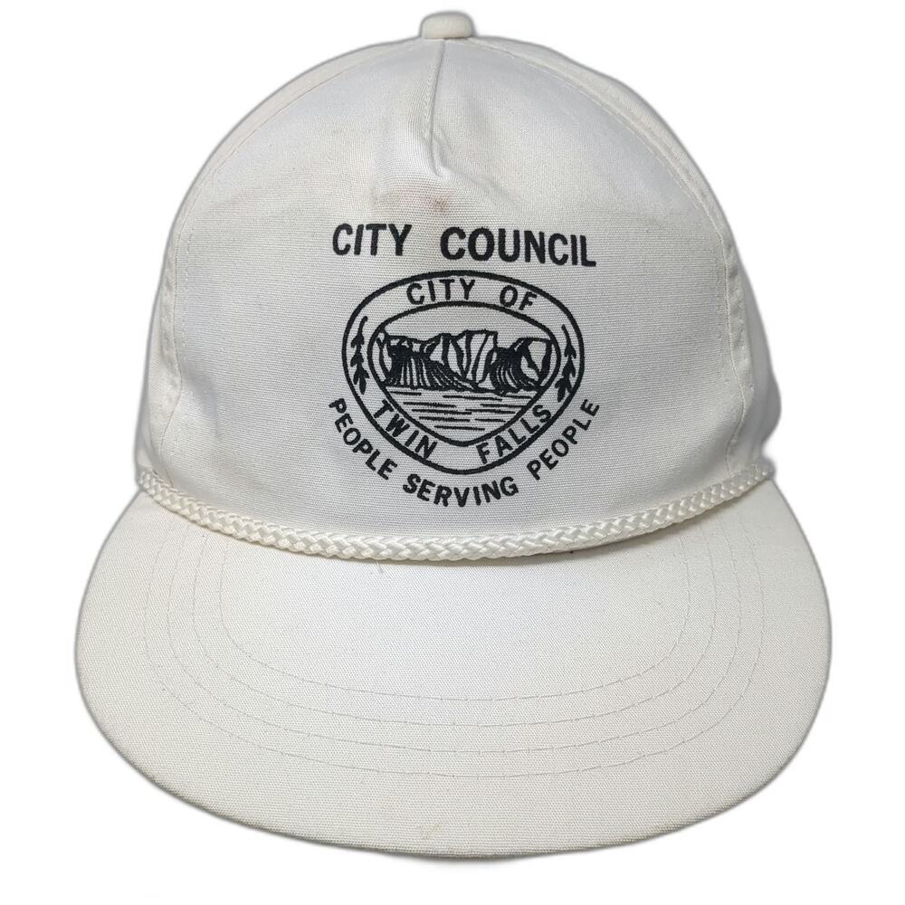 City Council Twin Falls ID Waterfalls 5 Panel White One Size Snapback Rope Hat